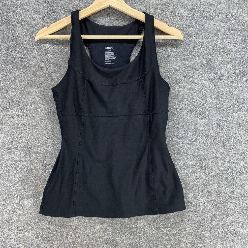Gap Body Activewear Tank Women M Medium Black Sleeveless Round Neck Wide Strap